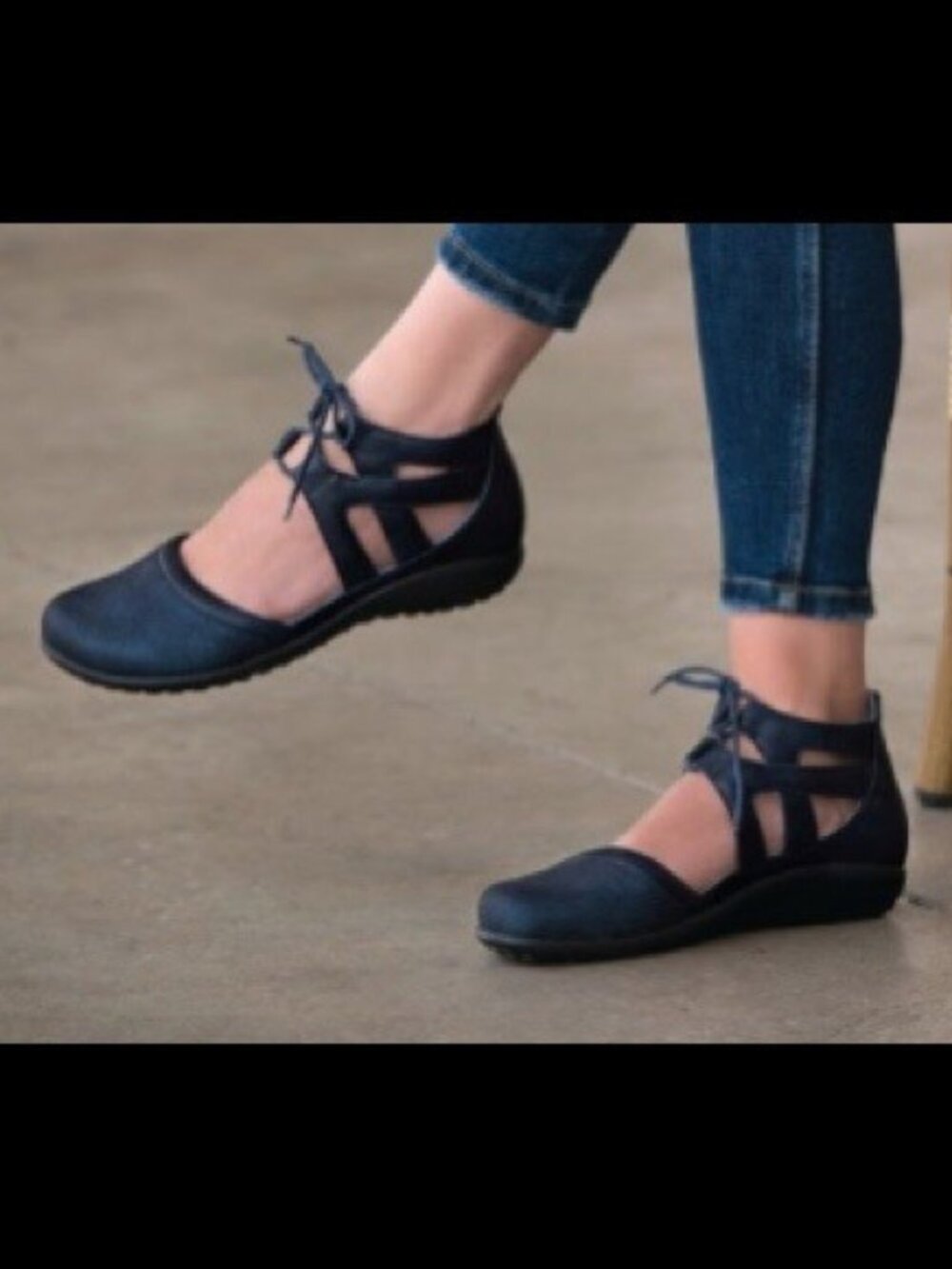 Naot Kata Women Sandals EU 40 US 9-9.5 Crackle Black Leather Ankle Lace Up Shoes